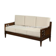 Three seats unique classical style wooden frame sofa set for living room